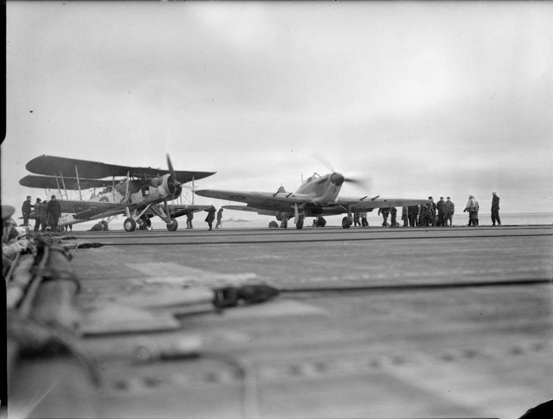 File:Swordfish and Sea Hurricane aboard HMS Striker.jpg