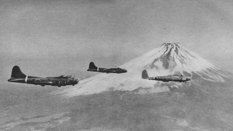 File:Captured Japanese B-17s over mount Fuji.jpg